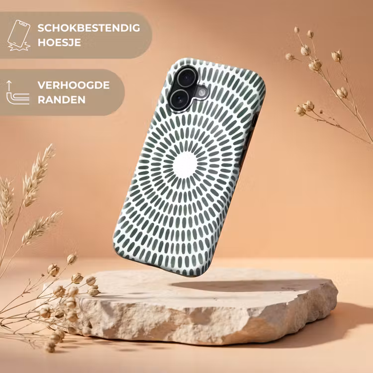Abstract - Cirkel - Patroon - Modern - Groen Toughcase MagSafe Apple iPhone 17 klein -USP_RandenV_NL