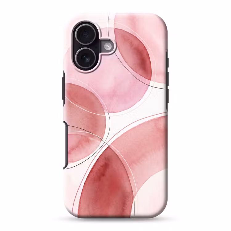 Abstract - Cirkels - Modern - Roze - Kunst Toughcase MagSafe Apple iPhone 17 klein -3d