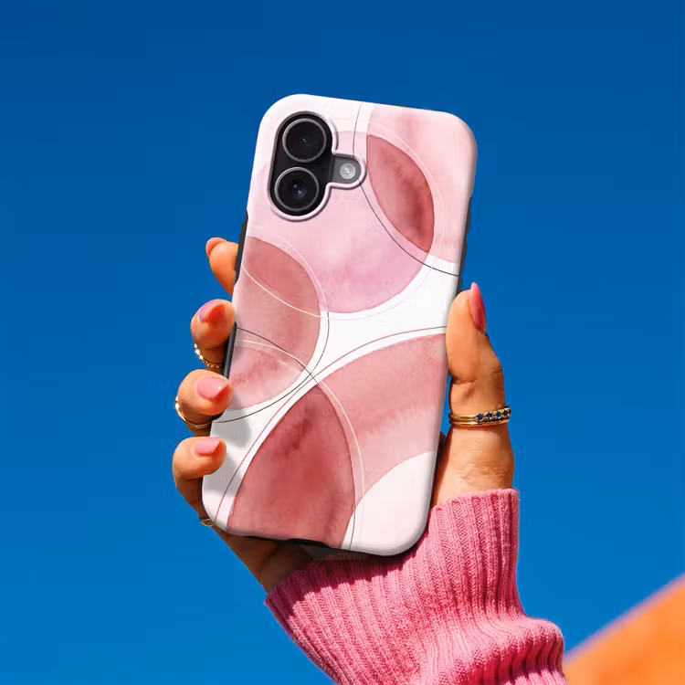 Abstract - Cirkels - Modern - Roze - Kunst Toughcase MagSafe Apple iPhone 17 klein -Sfeer1V