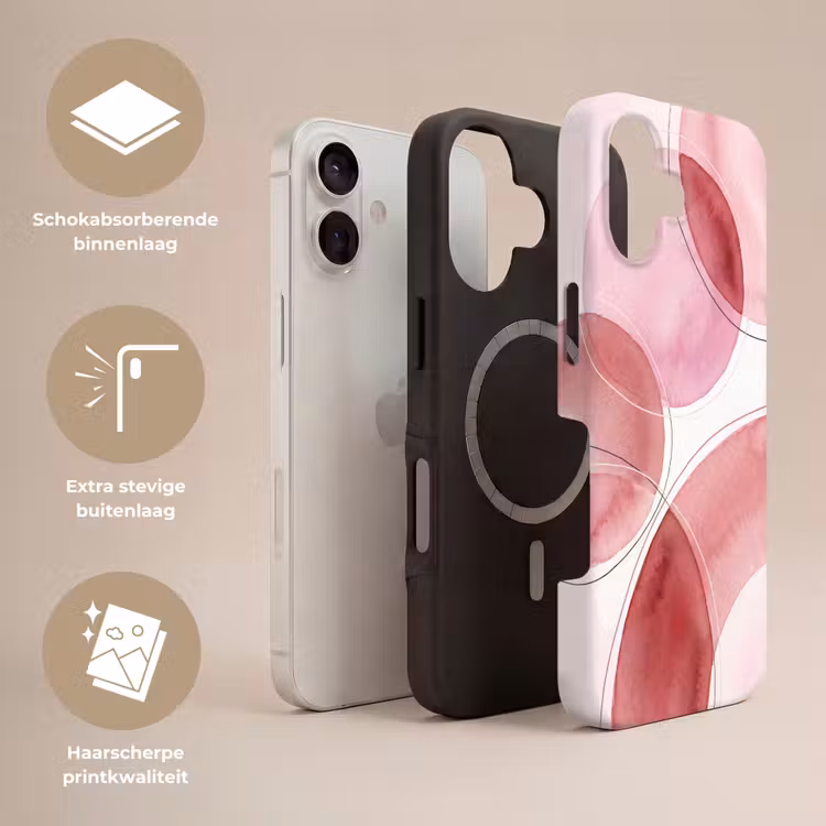Abstract - Cirkels - Modern - Roze - Kunst Toughcase MagSafe Apple iPhone 17 klein -USP_Lagen_NL