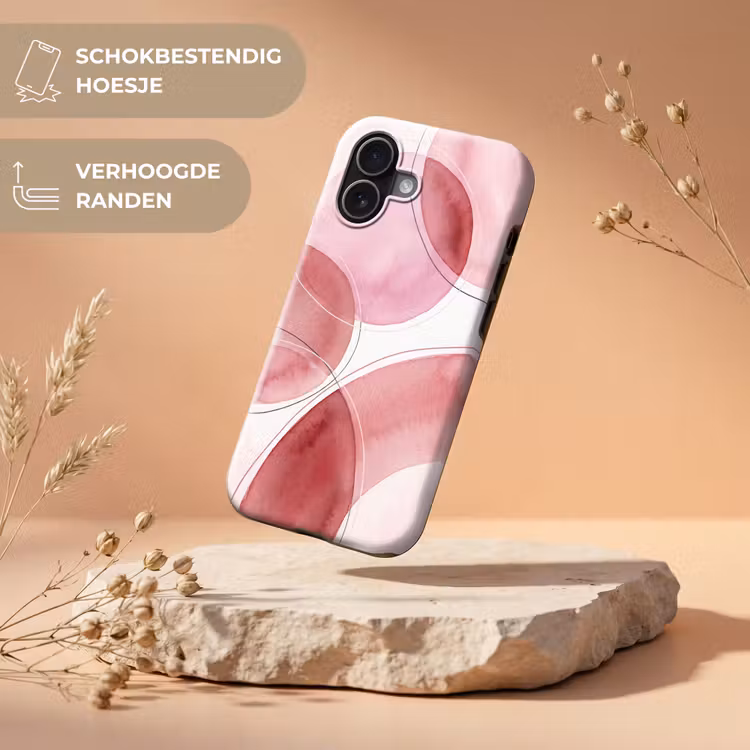 Abstract - Cirkels - Modern - Roze - Kunst Toughcase MagSafe Apple iPhone 17 klein -USP_RandenV_NL