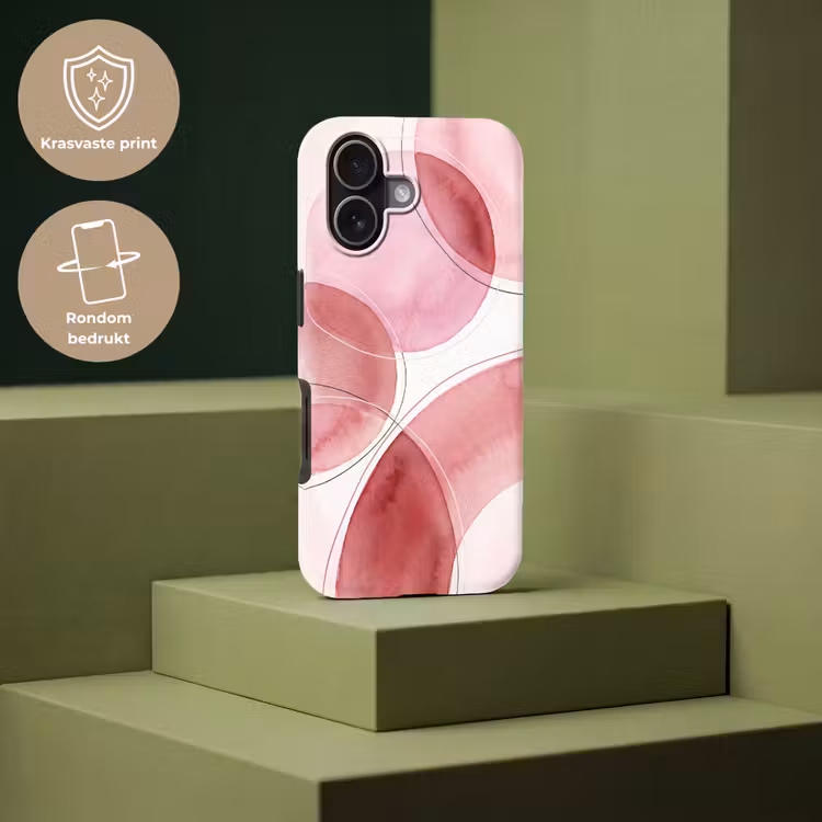 Abstract - Cirkels - Modern - Roze - Kunst Toughcase MagSafe Apple iPhone 17 klein -USP_PrintM_NL