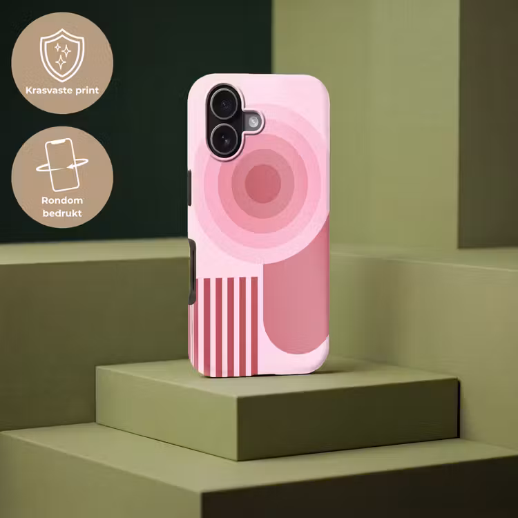 Abstract - Cirkels - Strepen - Modern - Roze Toughcase MagSafe Apple iPhone 17 klein -USP_PrintM_NL