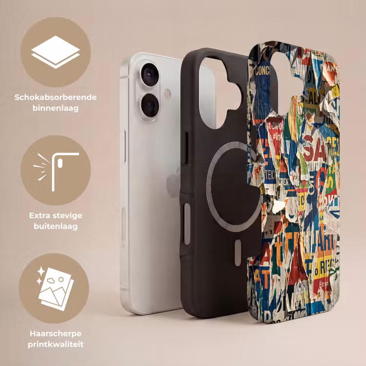 Abstract - Gelaagd papier - Urban - Modern - Kleurrijk Toughcase MagSafe Apple iPhone 17 klein -USP_Lagen_NL