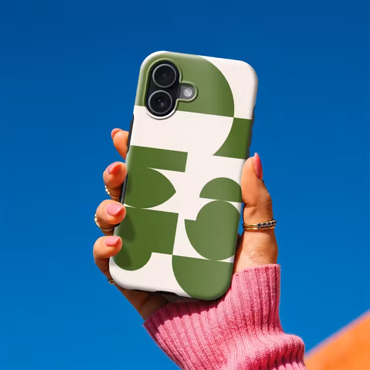 Abstract - Geometrie - Modern - Groen - Wit Toughcase MagSafe Apple iPhone 17 klein -Sfeer1V