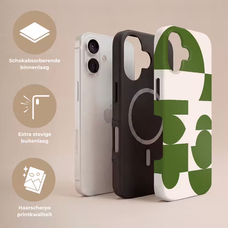 Abstract - Geometrie - Modern - Groen - Wit Toughcase MagSafe Apple iPhone 17 klein -USP_Lagen_NL