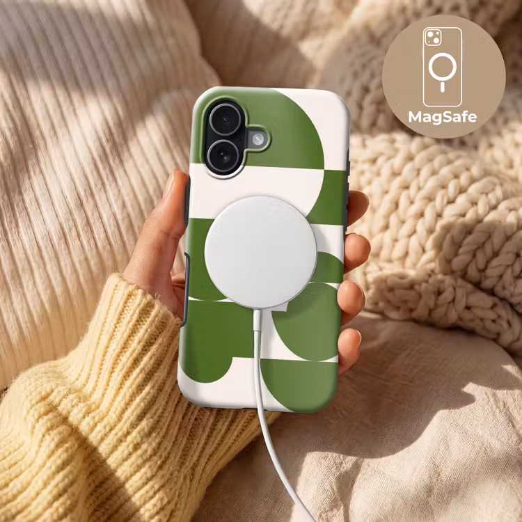 Abstract - Geometrie - Modern - Groen - Wit Toughcase MagSafe Apple iPhone 17 klein -USP_MagsafeV