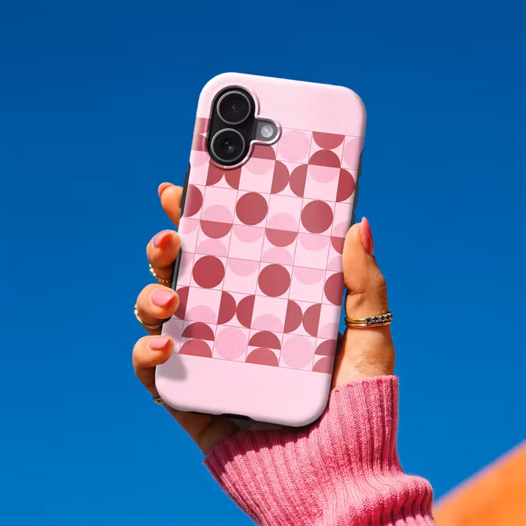 Abstract - Geometrisch - Cirkels - Roze - Modern Toughcase MagSafe Apple iPhone 17 klein -Sfeer1V