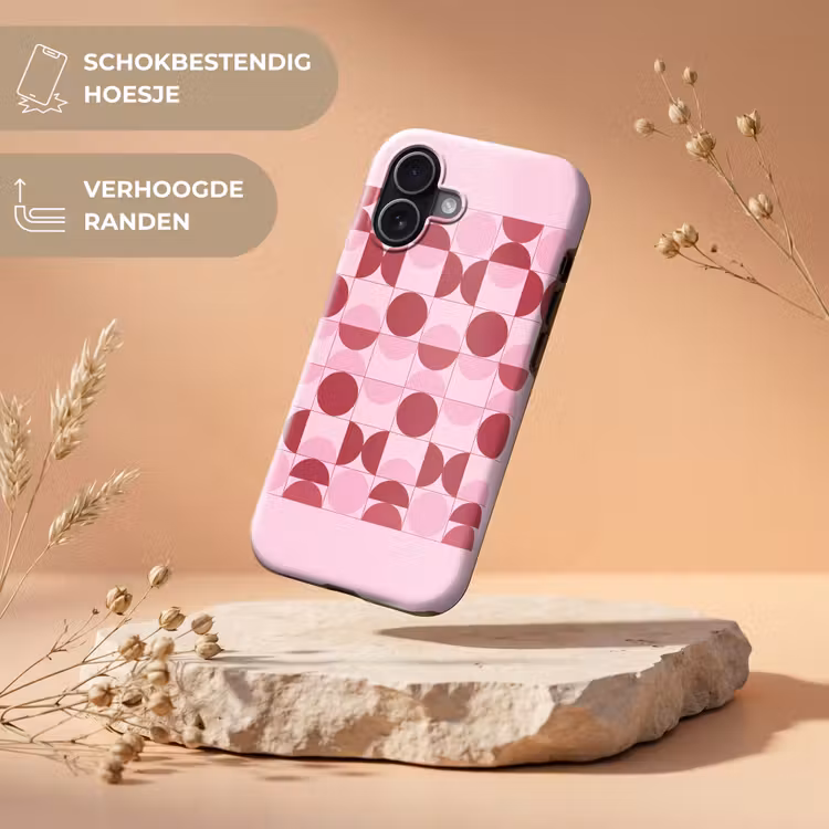 Abstract - Geometrisch - Cirkels - Roze - Modern Toughcase MagSafe Apple iPhone 17 klein -USP_RandenV_NL