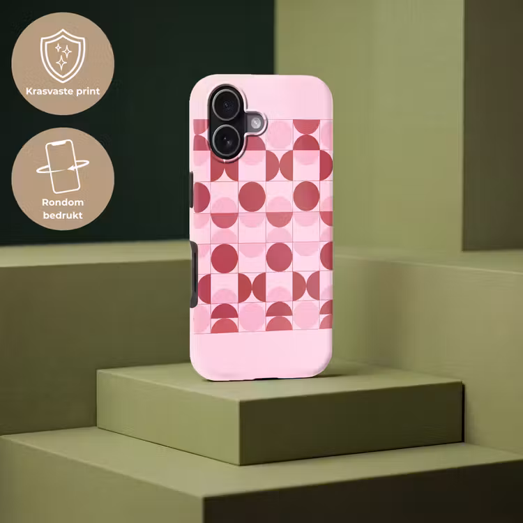 Abstract - Geometrisch - Cirkels - Roze - Modern Toughcase MagSafe Apple iPhone 17 klein -USP_PrintM_NL