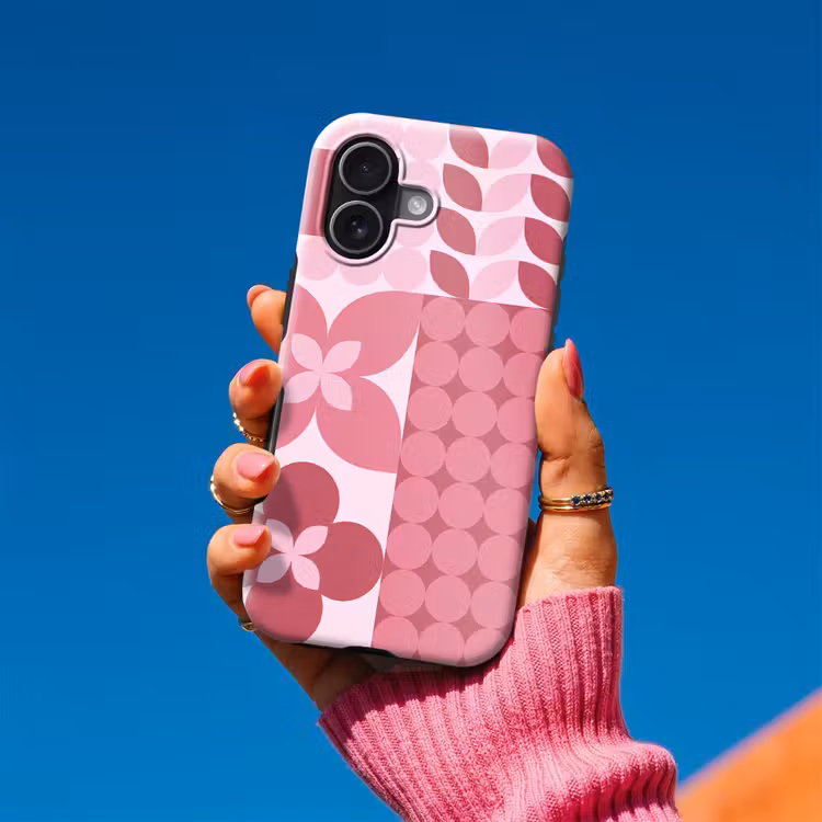 Abstract - Geometrisch - Patroon - Modern - Roze Toughcase MagSafe Apple iPhone 17 klein -Sfeer1V