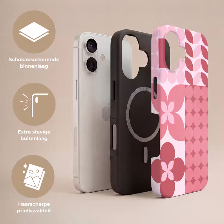Abstract - Geometrisch - Patroon - Modern - Roze Toughcase MagSafe Apple iPhone 17 klein -USP_Lagen_NL