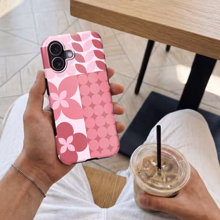Abstract - Geometrisch - Patroon - Modern - Roze Toughcase MagSafe Apple iPhone 17 klein -Sfeer1M