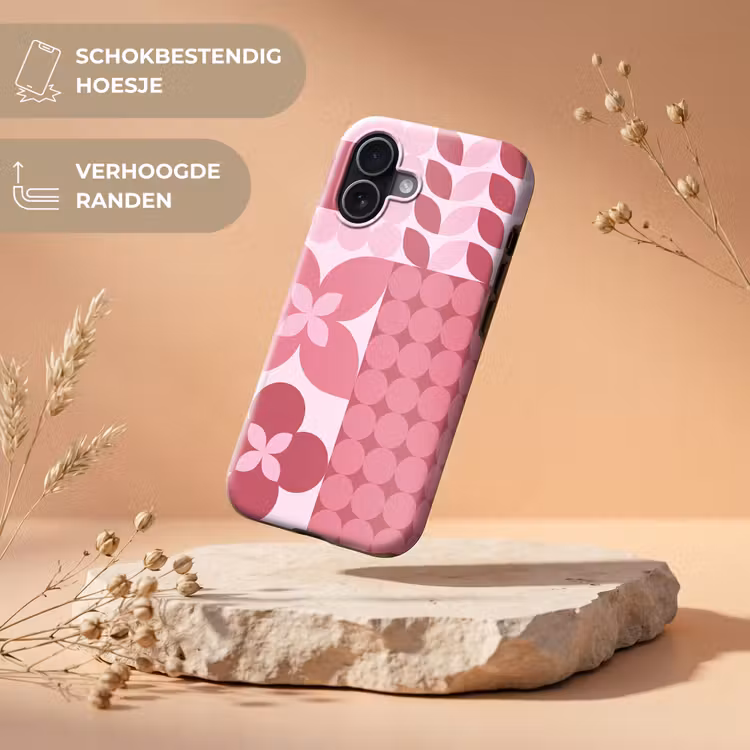 Abstract - Geometrisch - Patroon - Modern - Roze Toughcase MagSafe Apple iPhone 17 klein -USP_RandenV_NL
