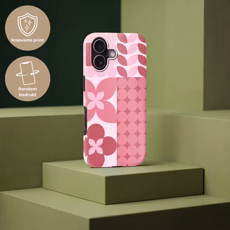 Abstract - Geometrisch - Patroon - Modern - Roze Toughcase MagSafe Apple iPhone 17 klein -USP_PrintM_NL