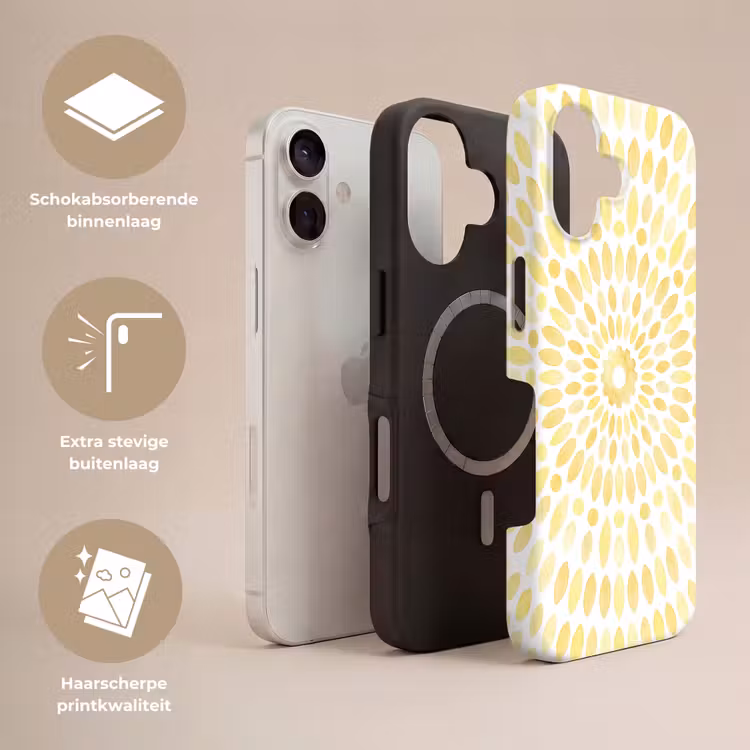 Abstract - Geometrisch - Stralend - Geel Toughcase MagSafe Apple iPhone 17 klein -USP_Lagen_NL