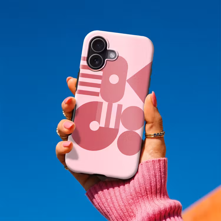 Abstract - Geometrisch - Vormen - Roze Toughcase MagSafe Apple iPhone 17 klein -Sfeer1V