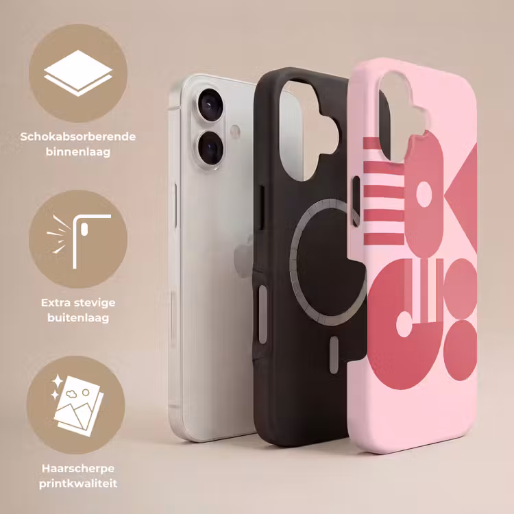 Abstract - Geometrisch - Vormen - Roze Toughcase MagSafe Apple iPhone 17 klein -USP_Lagen_NL