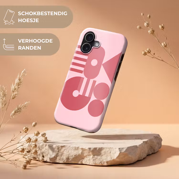Abstract - Geometrisch - Vormen - Roze Toughcase MagSafe Apple iPhone 17 klein -USP_RandenV_NL