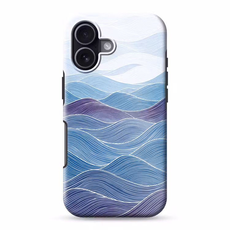 Abstract - Golven - Patroon - Blauw - Modern Toughcase MagSafe Apple iPhone 17 klein -3d