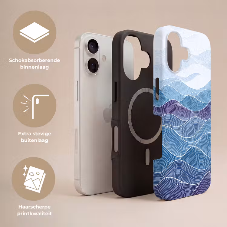Abstract - Golven - Patroon - Blauw - Modern Toughcase MagSafe Apple iPhone 17 klein -USP_Lagen_NL