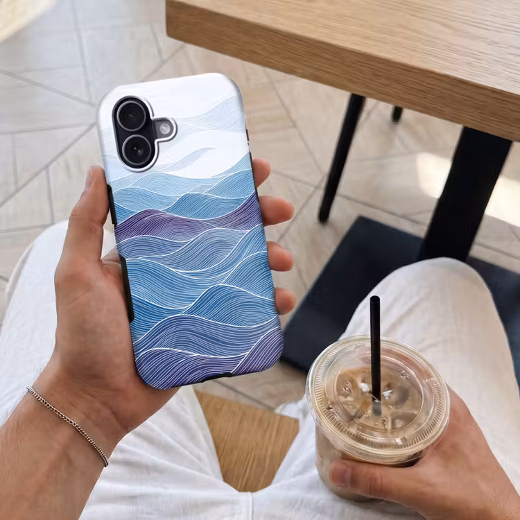 Abstract - Golven - Patroon - Blauw - Modern Toughcase MagSafe Apple iPhone 17 klein -Sfeer1M