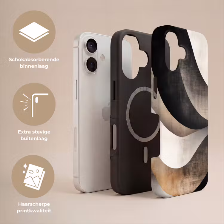 Abstract - Golven - Zwart - Verweerd Toughcase MagSafe Apple iPhone 17 klein -USP_Lagen_NL