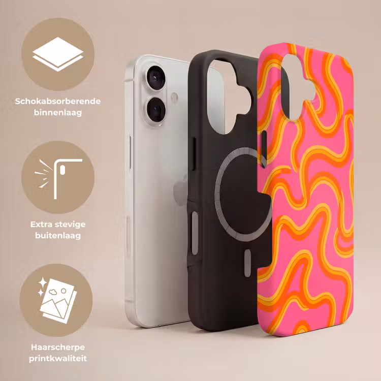 Abstract - Golvende lijnen - Modern - Kleurrijk Toughcase MagSafe Apple iPhone 17 klein -USP_Lagen_NL