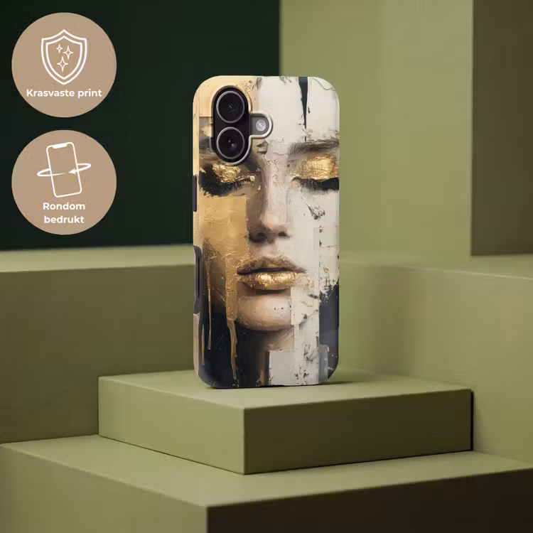 Abstract - Goud - Gezicht - Lippen Toughcase MagSafe Apple iPhone 17 klein -USP_PrintM_NL
