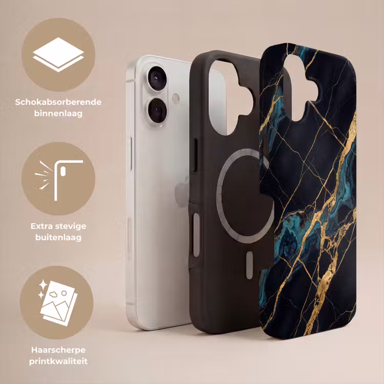 Abstract - Gouden lijnen - Kunst - Modern - Zwart Toughcase MagSafe Apple iPhone 17 klein -USP_Lagen_NL