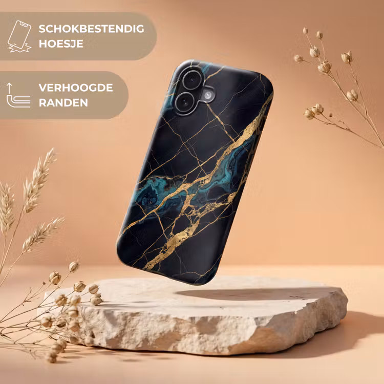 Abstract - Gouden lijnen - Kunst - Modern - Zwart Toughcase MagSafe Apple iPhone 17 klein -USP_RandenV_NL