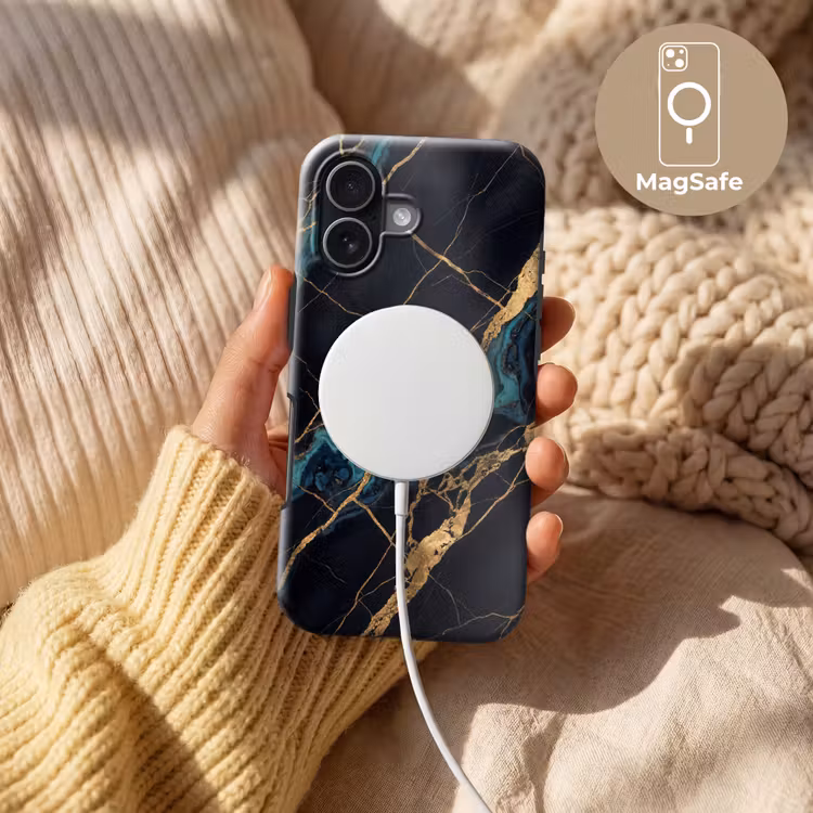 Abstract - Gouden lijnen - Kunst - Modern - Zwart Toughcase MagSafe Apple iPhone 17 klein -USP_MagsafeV