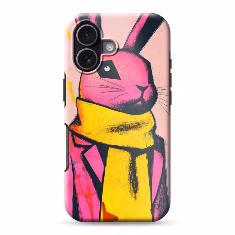 Abstract - Konijn - Sjaal - Geel Toughcase MagSafe Apple iPhone 17 klein -3d