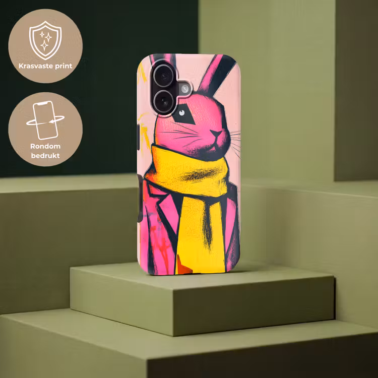 Abstract - Konijn - Sjaal - Geel Toughcase MagSafe Apple iPhone 17 klein -USP_PrintM_NL