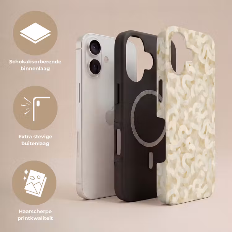 Abstract - Lijnen - Beige Toughcase MagSafe Apple iPhone 17 klein 1017 -USP_Lagen_NL