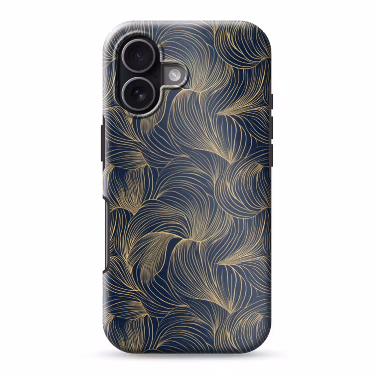 Abstract - Lijnen - Blauw - Goud Toughcase MagSafe Apple iPhone 17 klein 1017 -3d