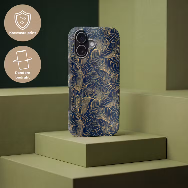 Abstract - Lijnen - Blauw - Goud Toughcase MagSafe Apple iPhone 17 klein 1017 -USP_PrintM_NL