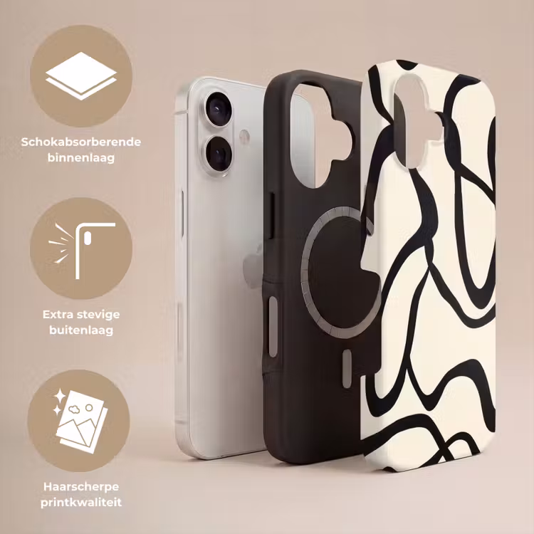 Abstract - Lijnen - Modern - Beige Toughcase MagSafe Apple iPhone 17 klein -USP_Lagen_NL