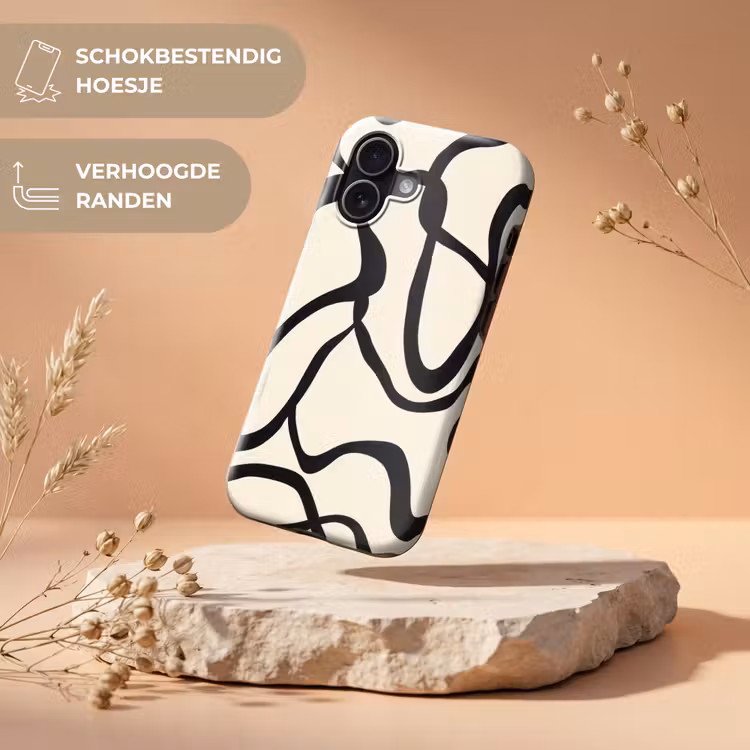 Abstract - Lijnen - Modern - Beige Toughcase MagSafe Apple iPhone 17 klein -USP_RandenV_NL