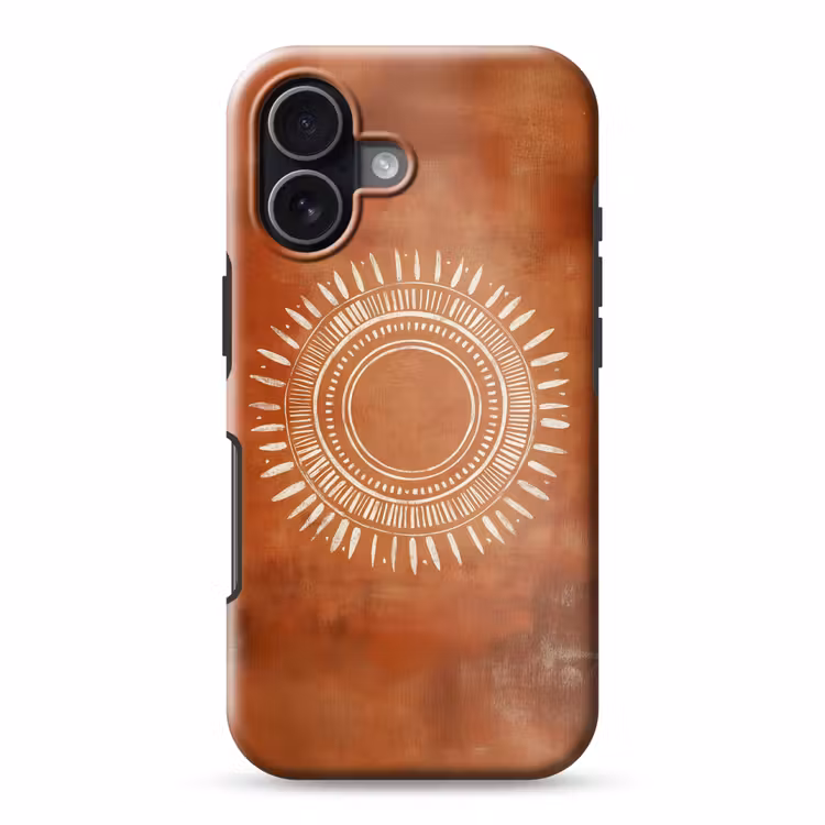 Abstract - Lijnen - Zonnestralen - Roodbruin Toughcase MagSafe Apple iPhone 17 klein -3d