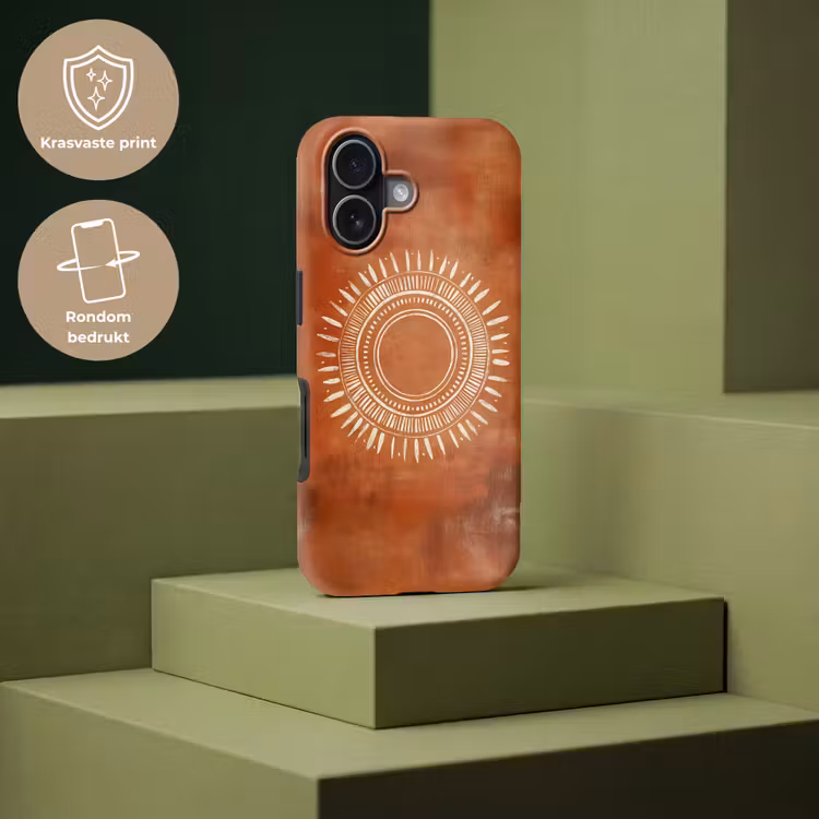 Abstract - Lijnen - Zonnestralen - Roodbruin Toughcase MagSafe Apple iPhone 17 klein -USP_PrintM_NL