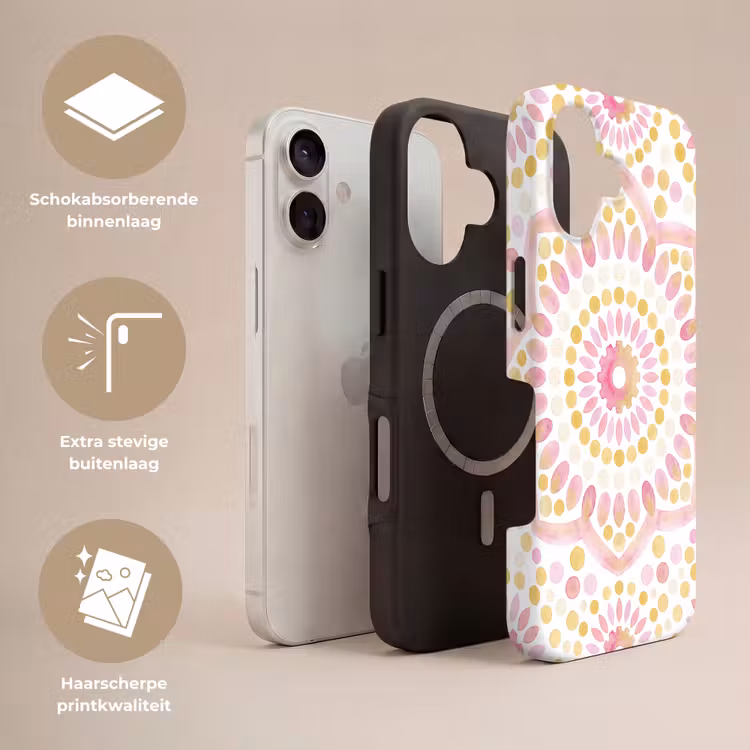 Abstract - Mandala - Kunst - Modern - Roze Toughcase MagSafe Apple iPhone 17 klein -USP_Lagen_NL