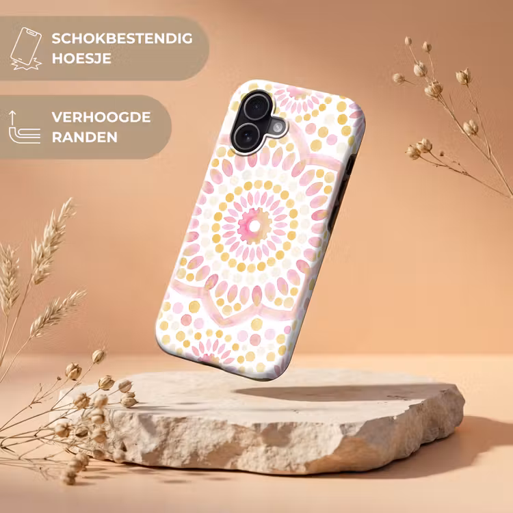 Abstract - Mandala - Kunst - Modern - Roze Toughcase MagSafe Apple iPhone 17 klein -USP_RandenV_NL