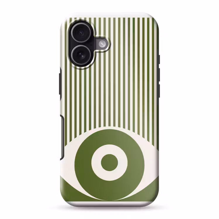Abstract - Oog - Strepen - Modern - Groen Toughcase MagSafe Apple iPhone 17 klein -3d