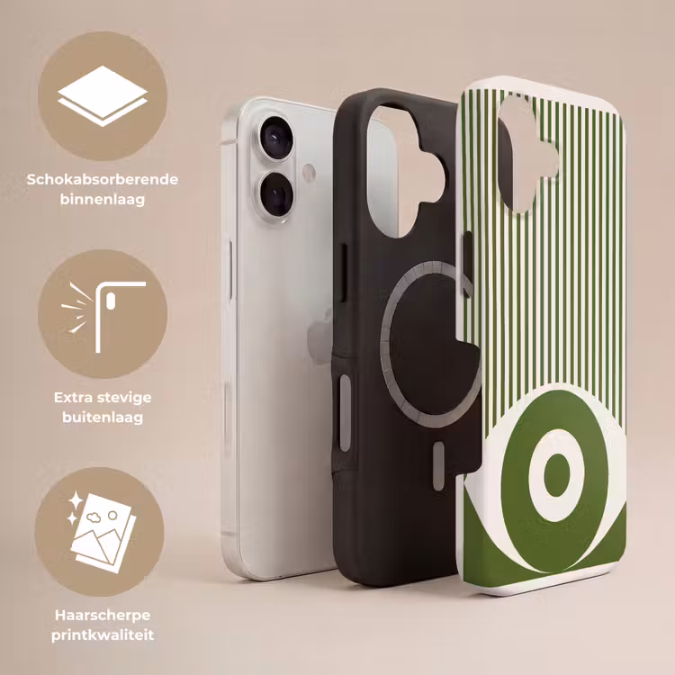 Abstract - Oog - Strepen - Modern - Groen Toughcase MagSafe Apple iPhone 17 klein -USP_Lagen_NL