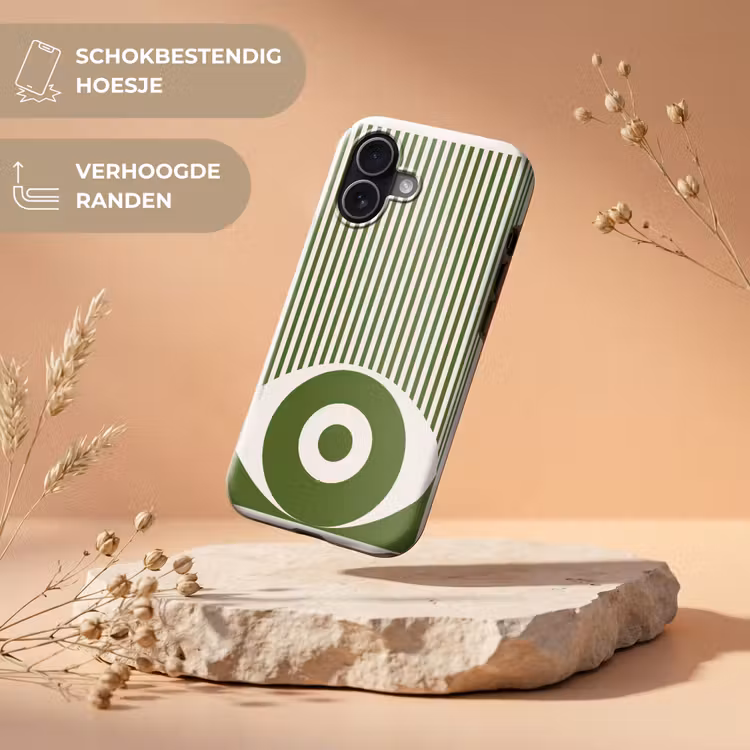 Abstract - Oog - Strepen - Modern - Groen Toughcase MagSafe Apple iPhone 17 klein -USP_RandenV_NL