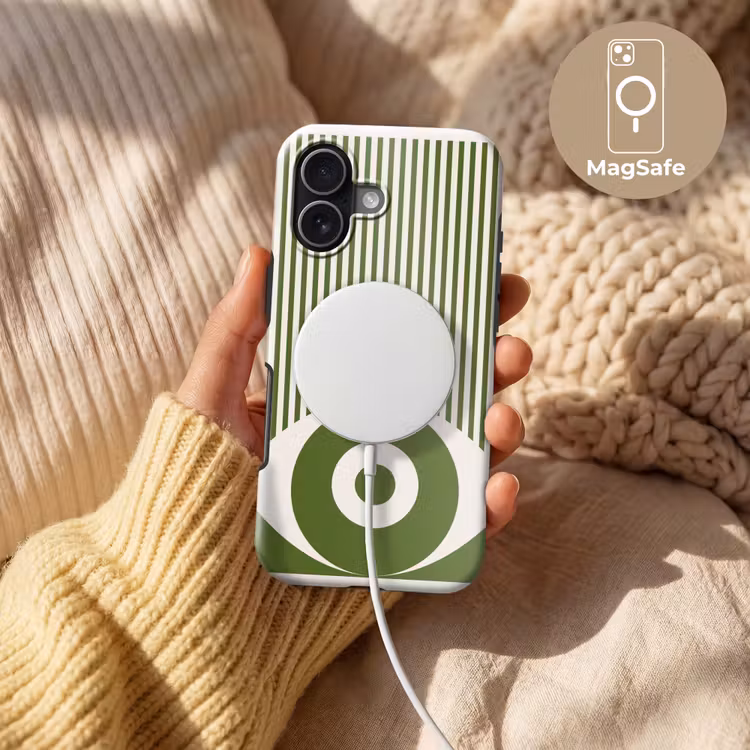 Abstract - Oog - Strepen - Modern - Groen Toughcase MagSafe Apple iPhone 17 klein -USP_MagsafeV