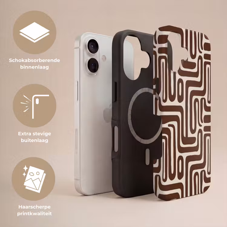 Abstract - Patroon - Bruin Toughcase MagSafe Apple iPhone 17 klein 1017 -USP_Lagen_NL