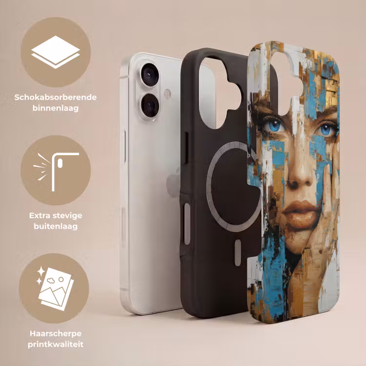 Abstract - Penseelstreken - Blauw - Gezicht Toughcase MagSafe Apple iPhone 17 klein -USP_Lagen_NL