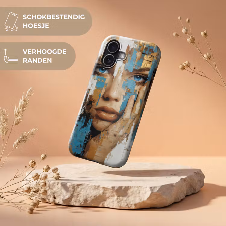 Abstract - Penseelstreken - Blauw - Gezicht Toughcase MagSafe Apple iPhone 17 klein -USP_RandenV_NL
